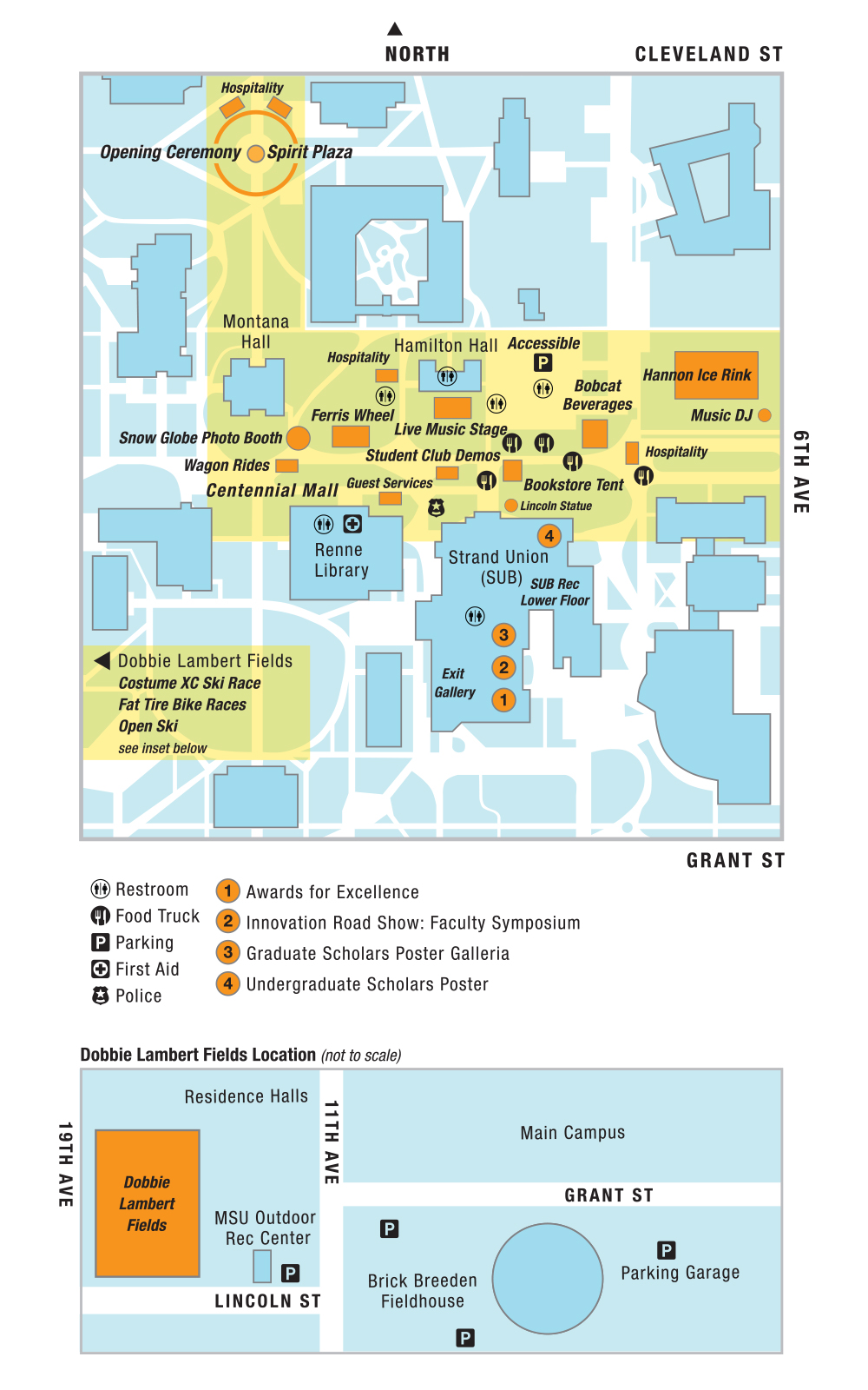 Campus map showing event locations
