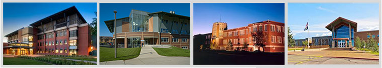 Four buildings from each of MSU's campuses