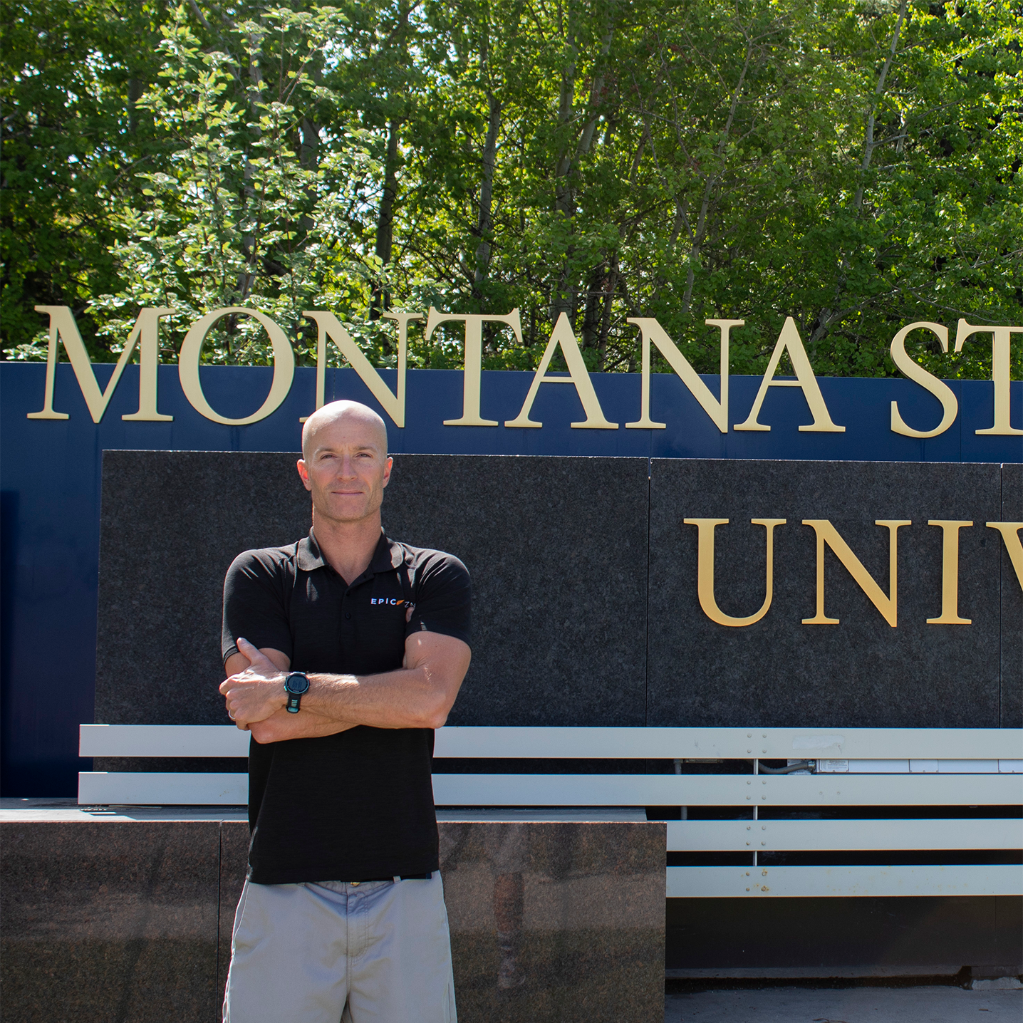 a picture of paul infront of the montana state sign 