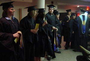 Students Line Up for Hooding Ceremony