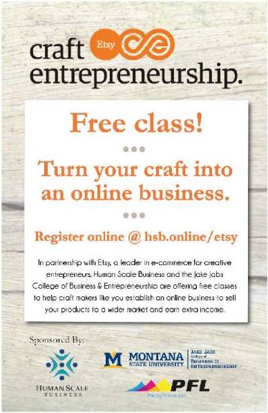 Poster for the new Etsy Craft Entrepreneurship Program in Bozeman