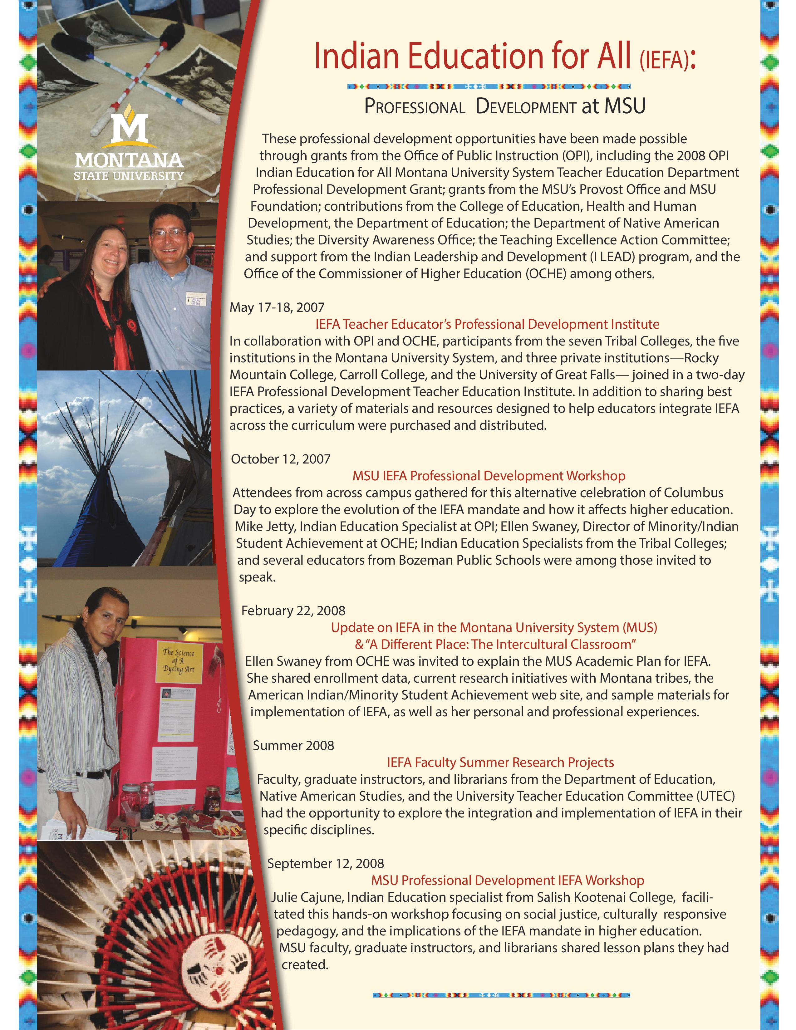 Indian education for all professional development flyer part 1. Click to download PDF