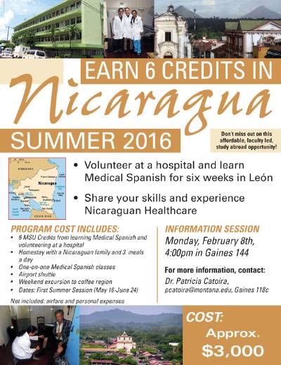 2016 Nicaragua Study Abroad Flyer