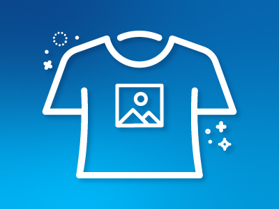 Icon of a t-shirt with an image on it