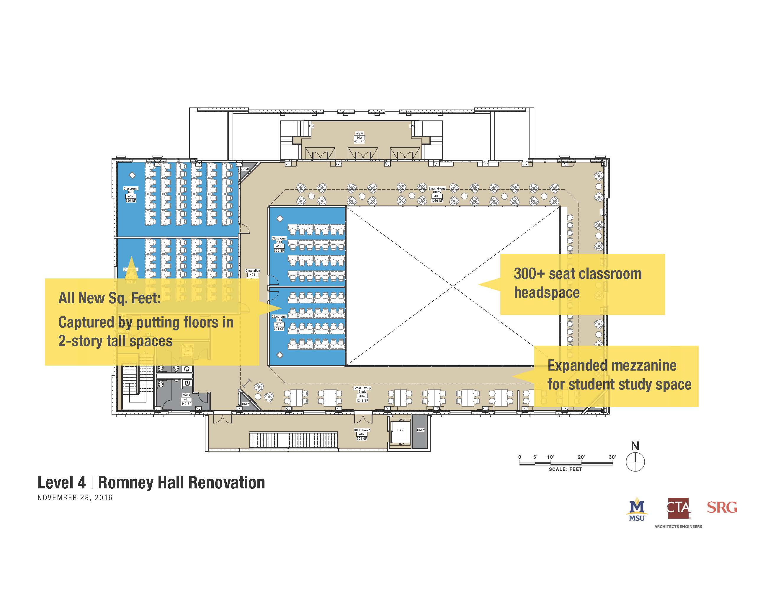 Romney Hall repurposing floorplan showing Level 4 of the building.