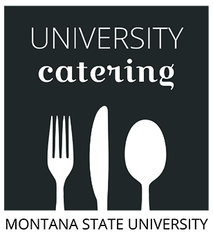 university catering logo with fork, knife, and spoon