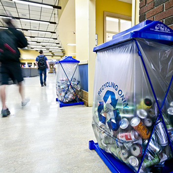 recycling containers in the Strand Union Building