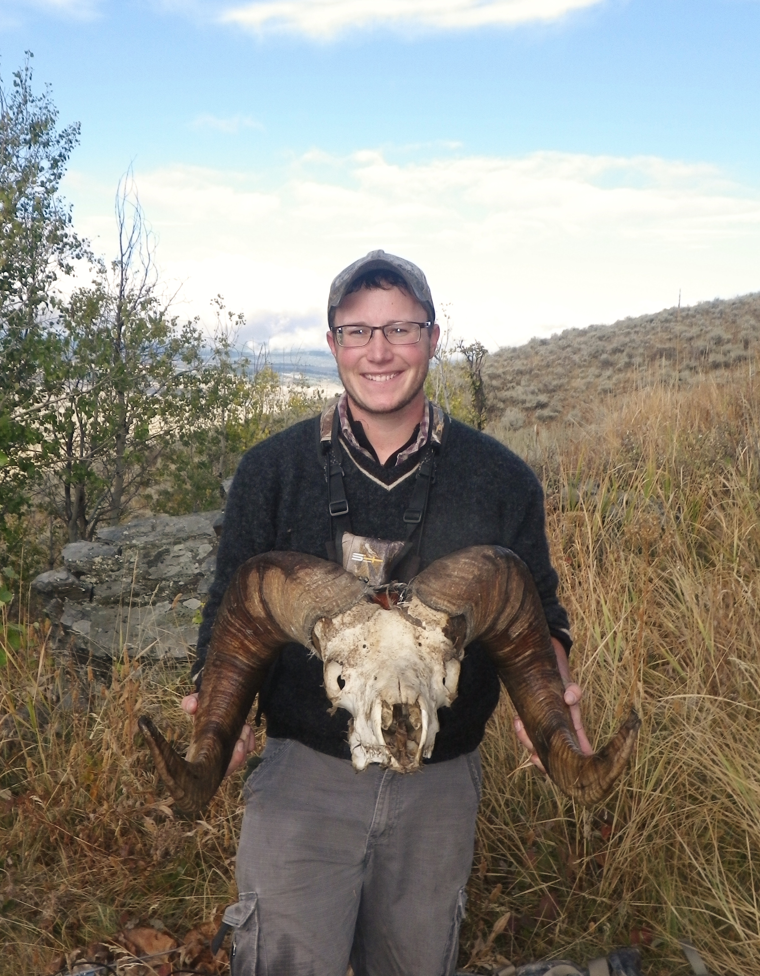 Ethan Lula with Bighorn skull