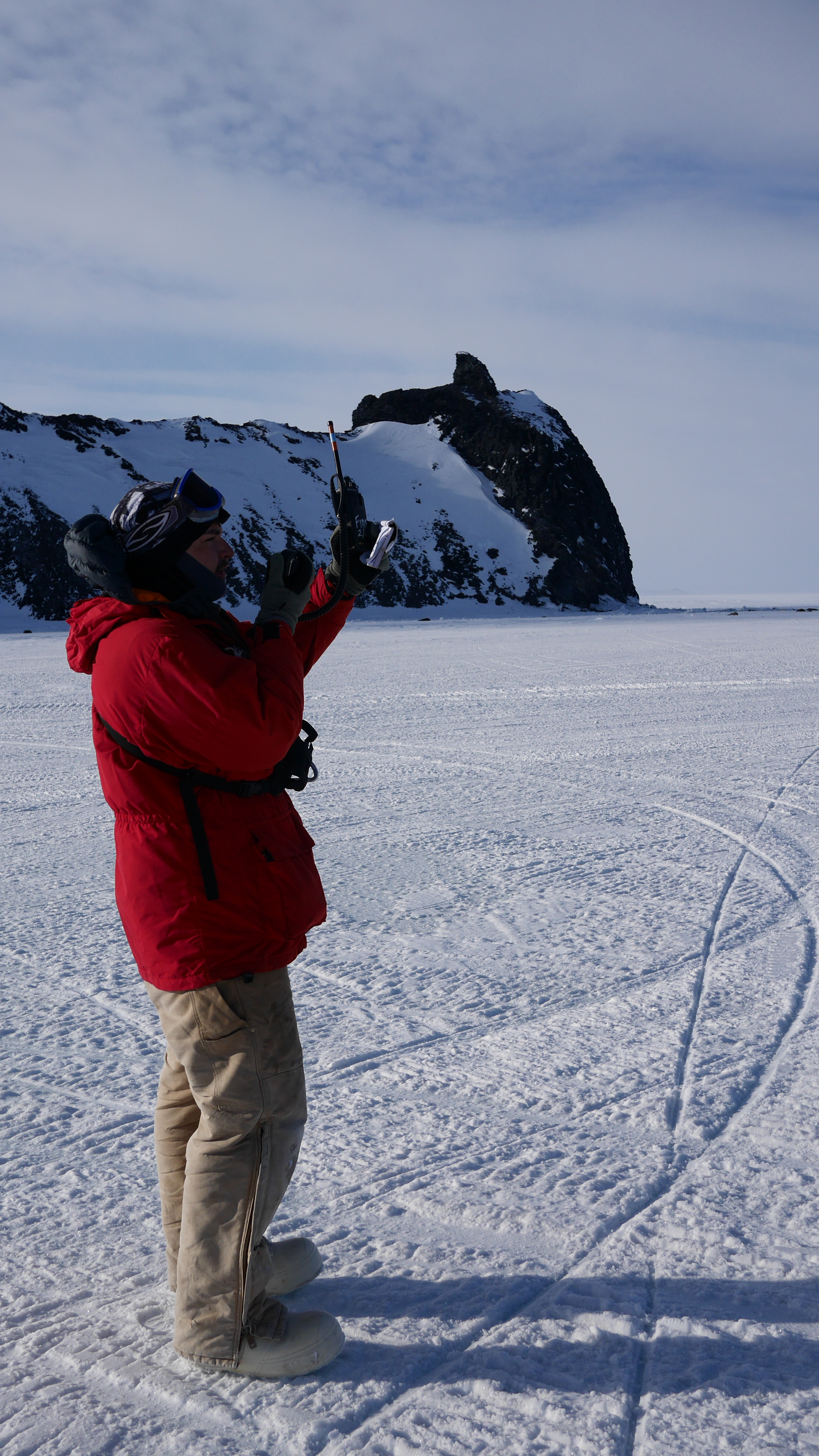 Shane Petch on ice in Antarctica.
