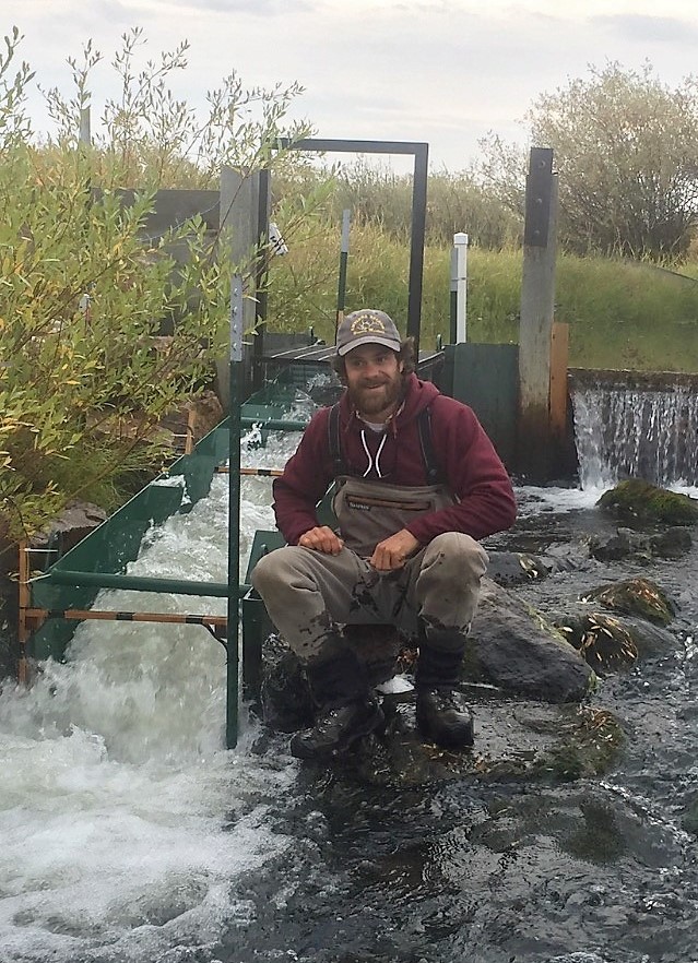 Ben next to fish ladder