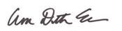 Ann Dutton Ewbank's signature
