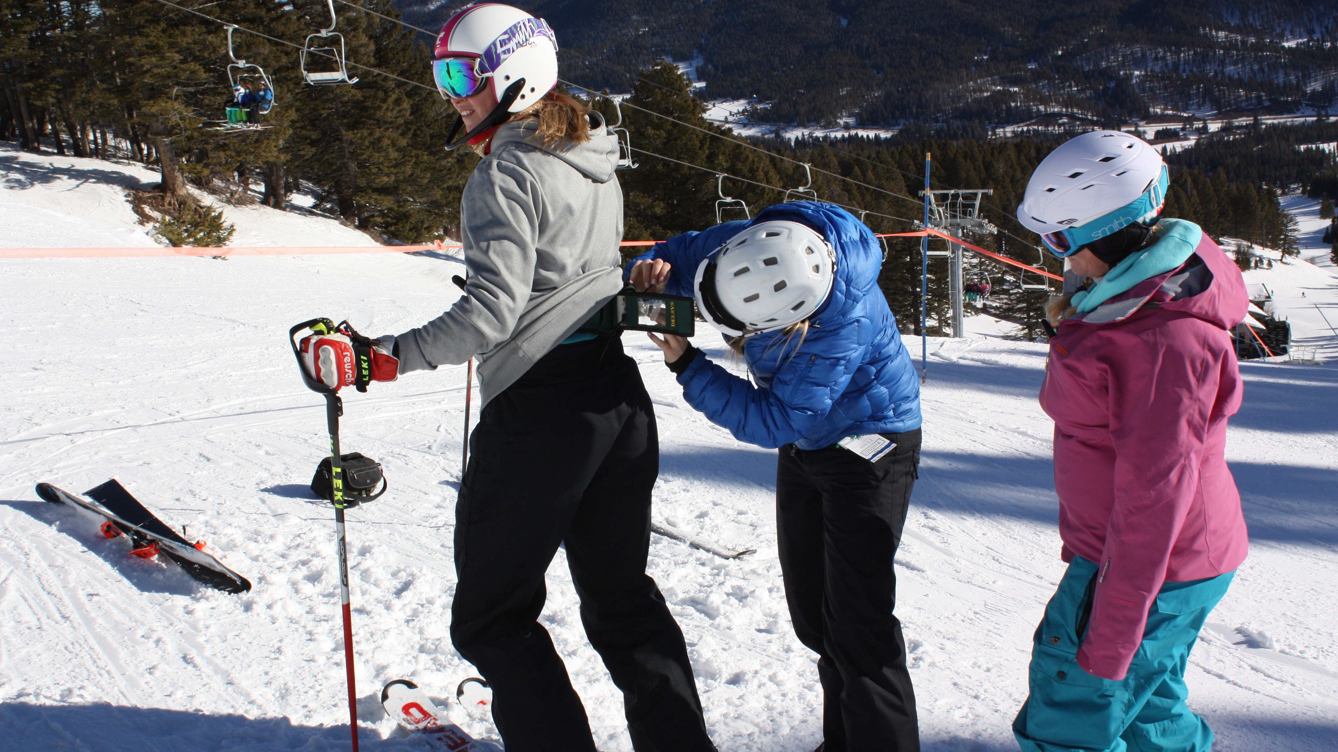 HHD student Shelby Lee Harris conducts Ski Research at Bridger Bowl with US Ski Team