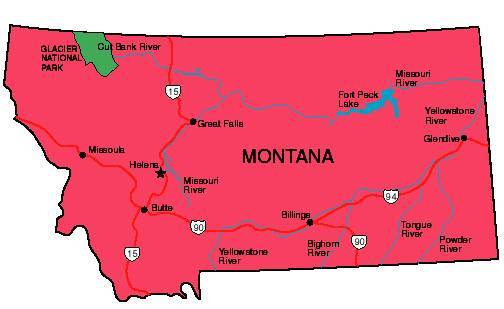 Small Montana state map