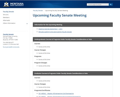 Faculty Senate Webpage