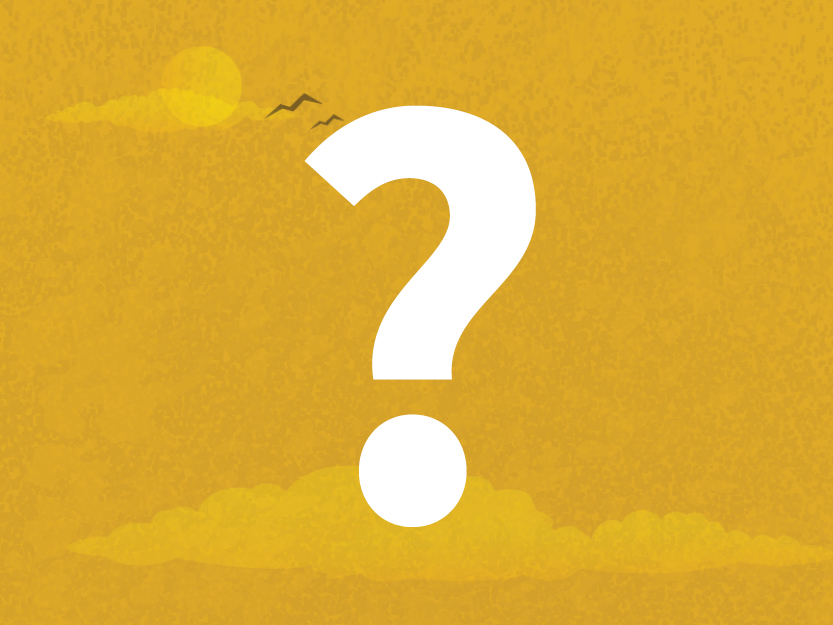Image of question mark on a golden sky background.