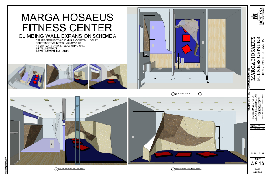 A rendering of possible expansions to the climbing wall areas of the Marga Hosaeus Fitness Center
