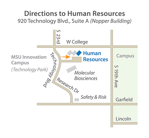 Directions to HR: 920 Technology Blvd., Suite A (Nopper Building)