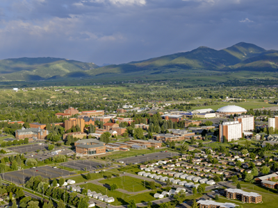 arial view of Bozeman looking to the south