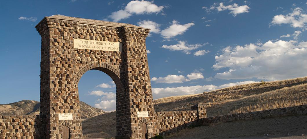 Yellowstone National Park stone entry gate