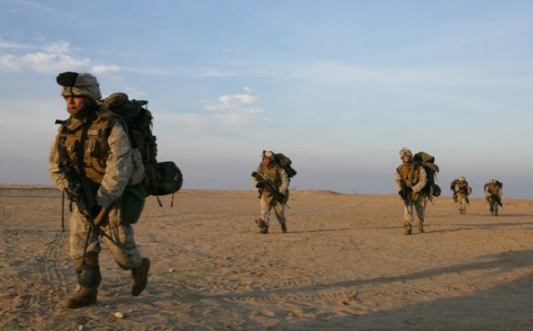 Marines in McLeap Marines in in Desert