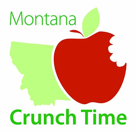 Montana Crunch Time logo - State of Montana with an appleMontana Crunch Time logo - State of Montana with an apple