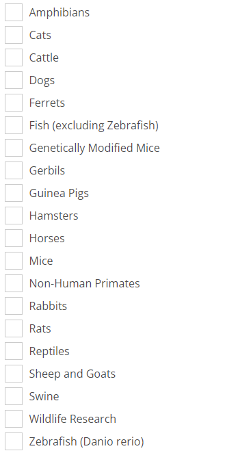 species list