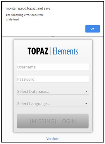 topaz log in error