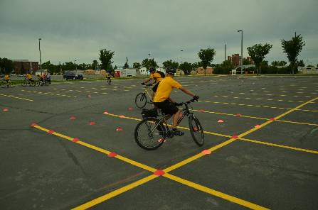 Riding in a parking lot