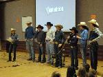 Rodeo team answering questions after video presentation