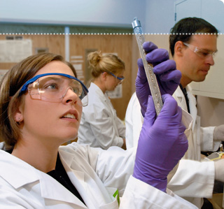 A student works on scientific research