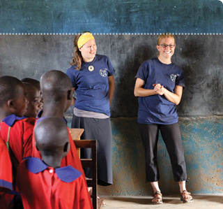 Engineers without borders students work with children in Kenya