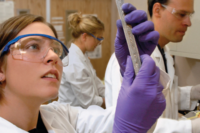 A student works on scientific research