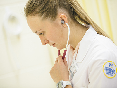 Nursing student with a stethoscope