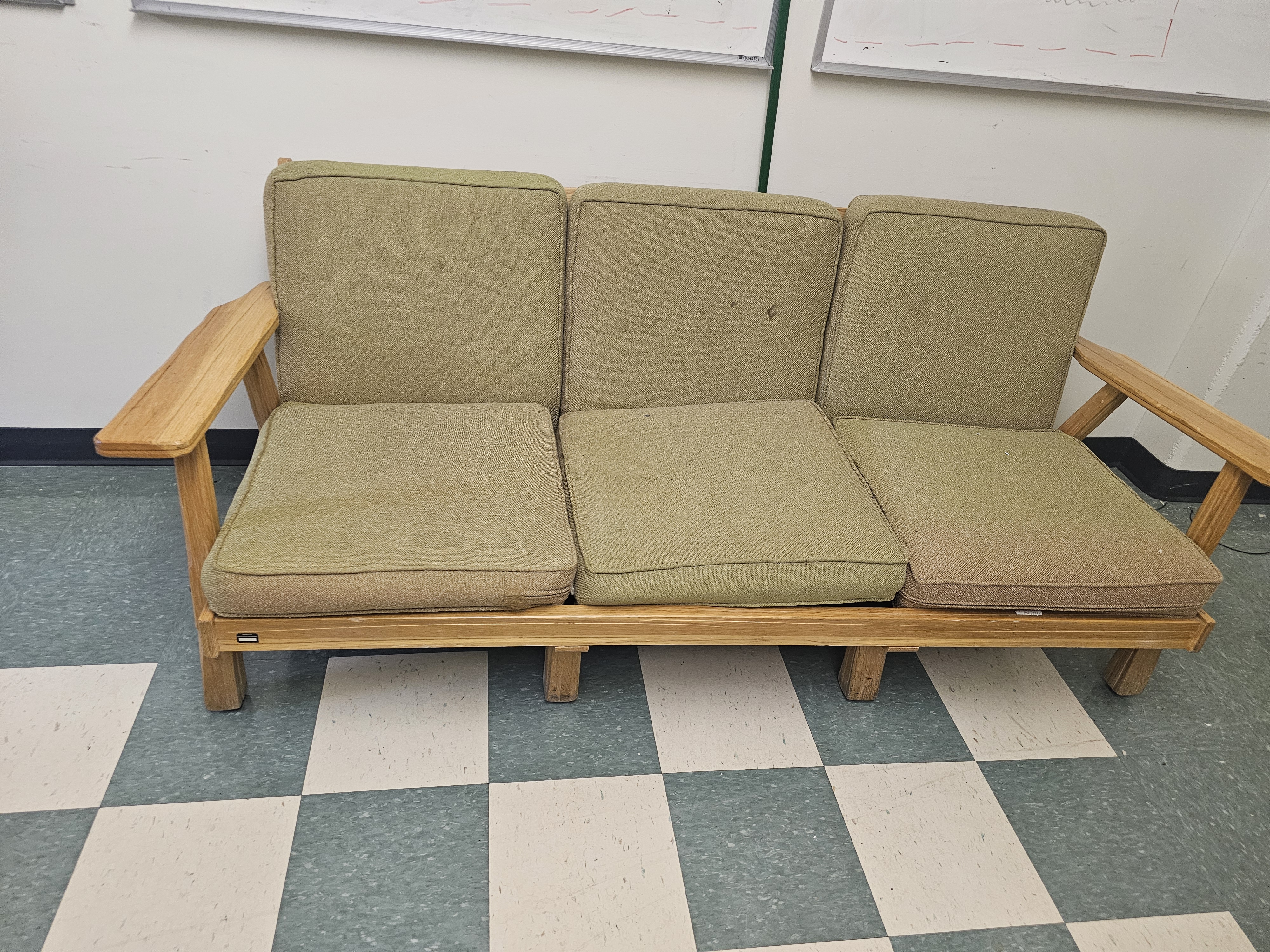 Wood frame three seater chair