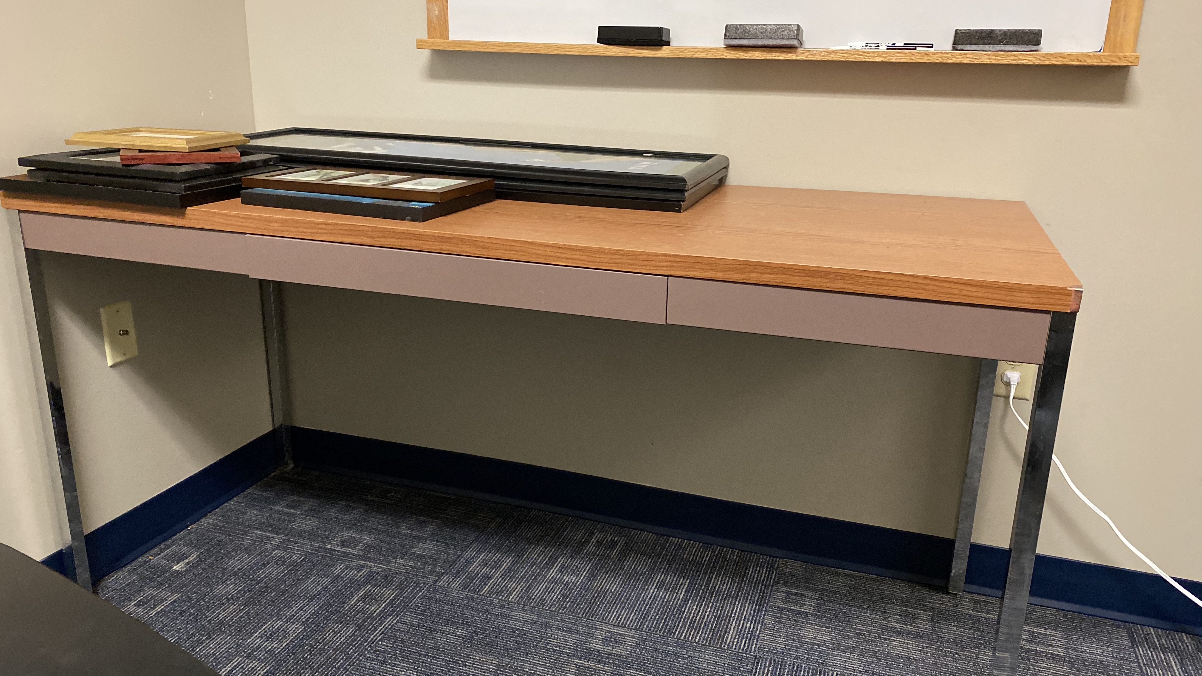 Table with single drawer and metal legs
