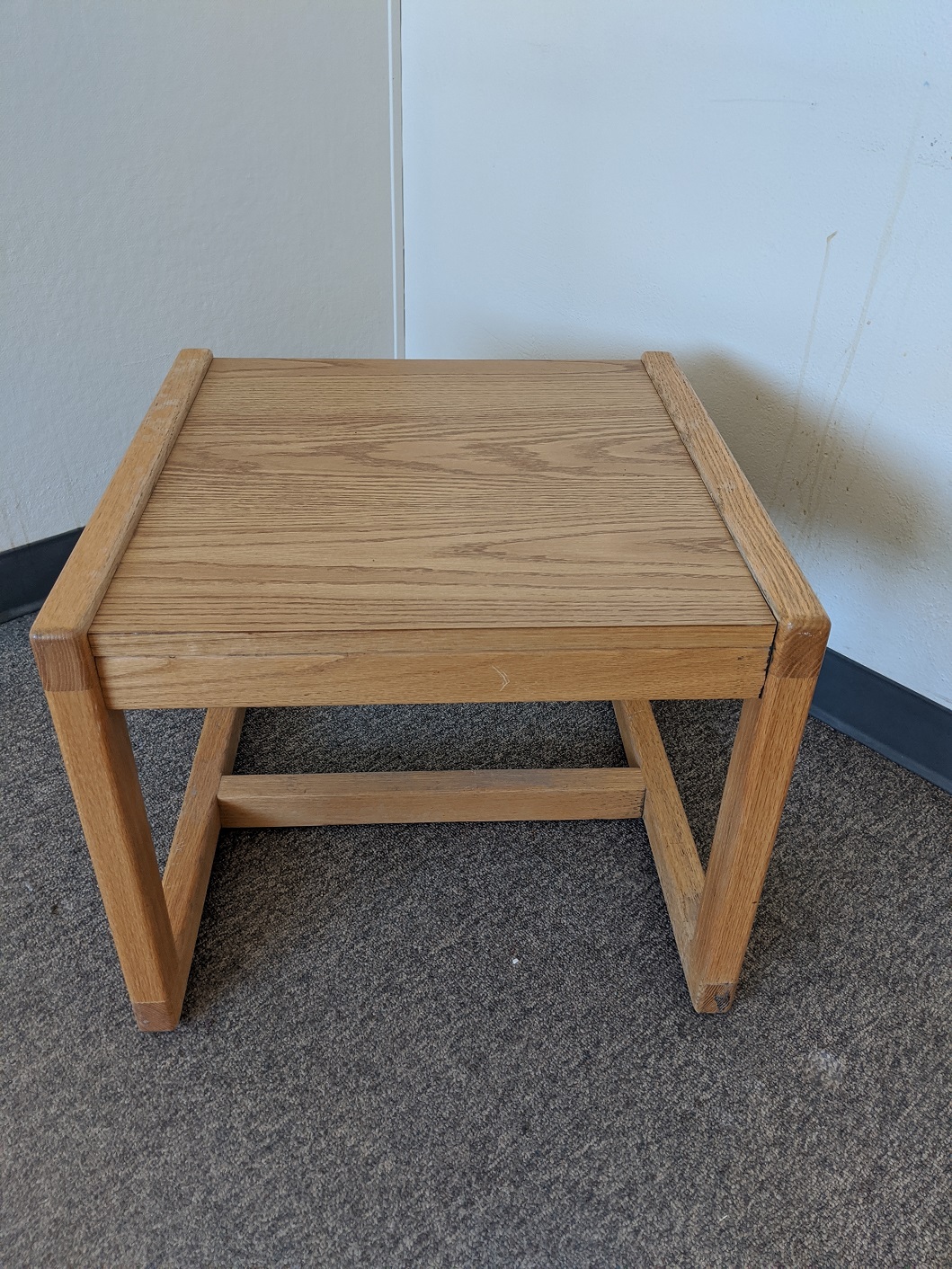 Small square light oak side table