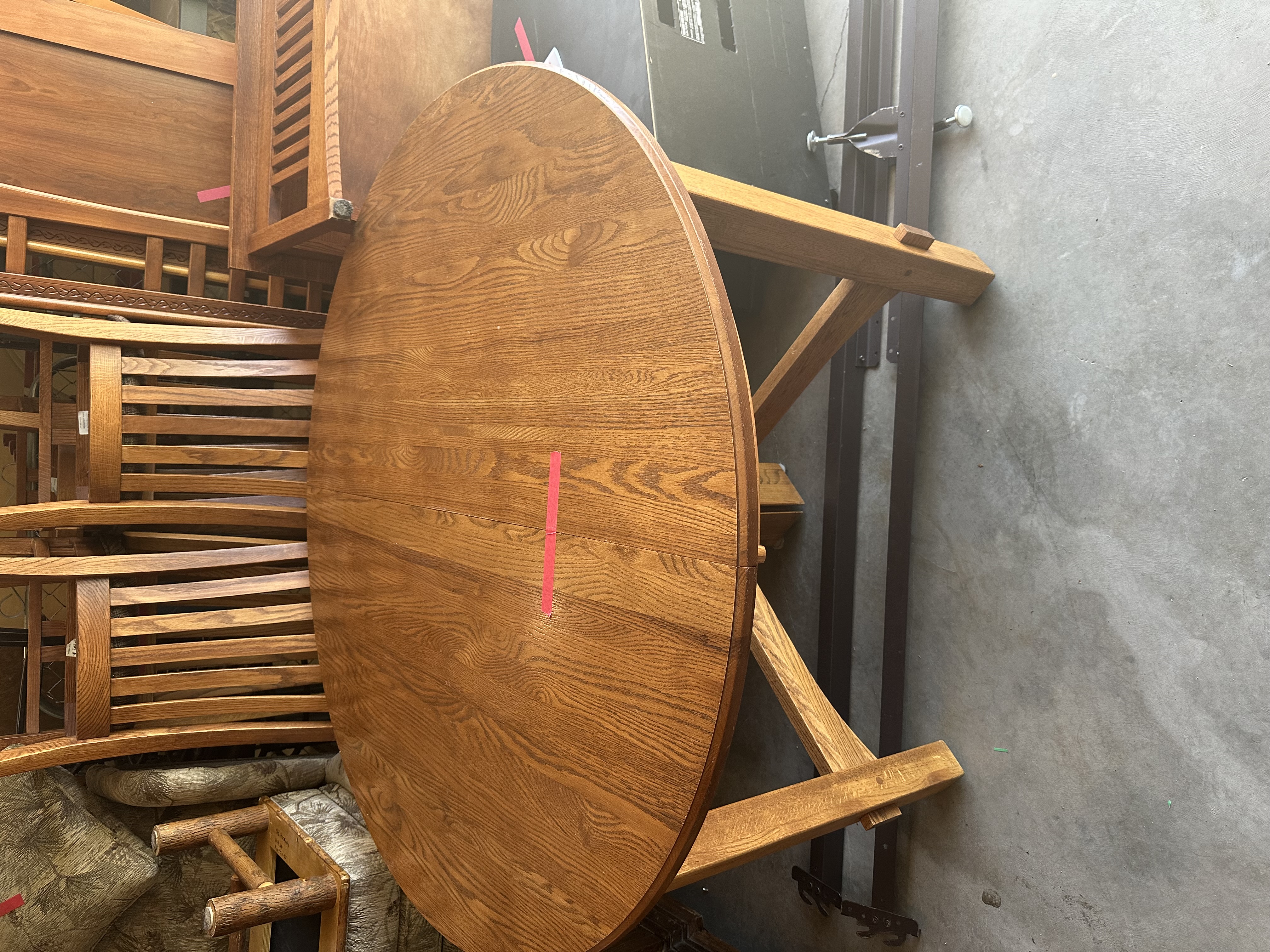 Round wooden table and chairs