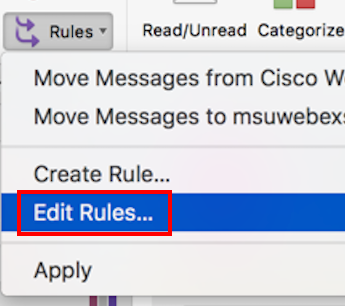 The Edit Rules link on the Rules drop down menu.