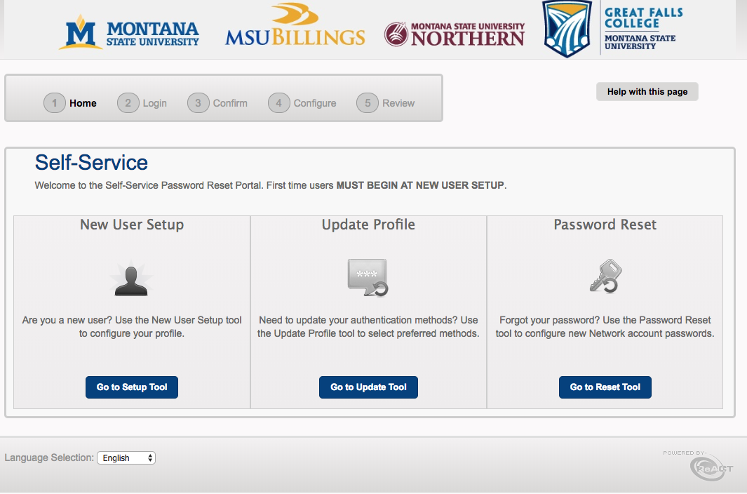 A screenshot displaying the new Self Service Password Portal