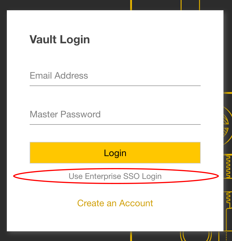 Screenshot of Vault Login and Use Enterprise SSO Login link