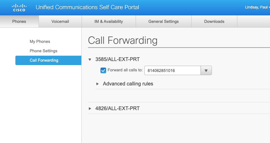 call forward screen image