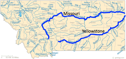 Map of Yellowstone and Missouri River