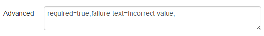 Required and Required Failure Text values in advanced input field
