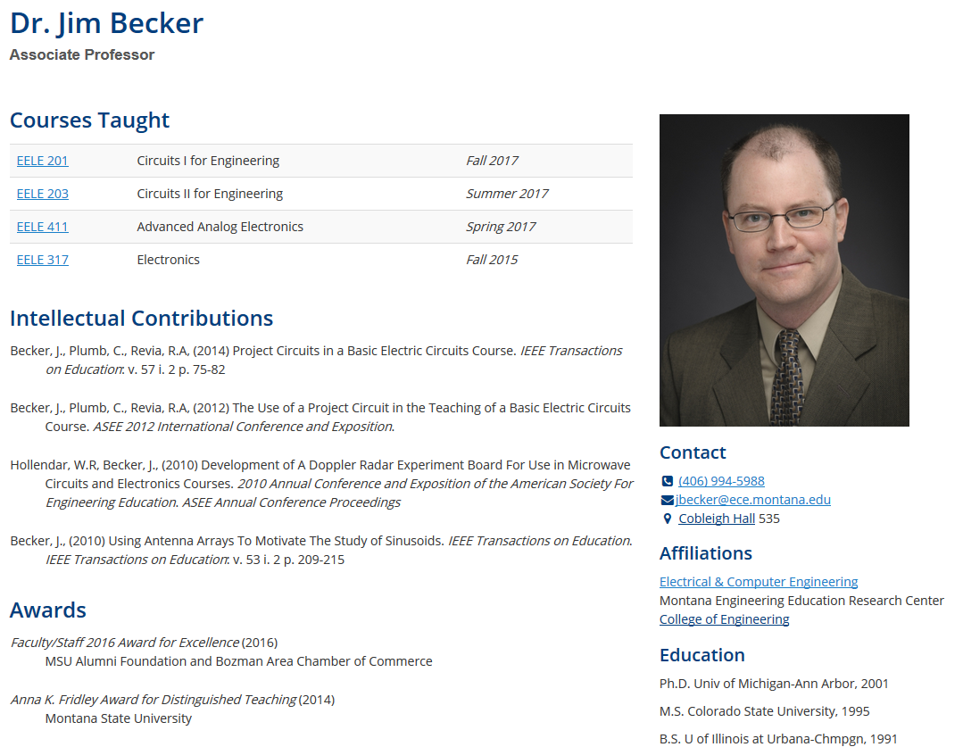 Dr Jim Becker's profile page
