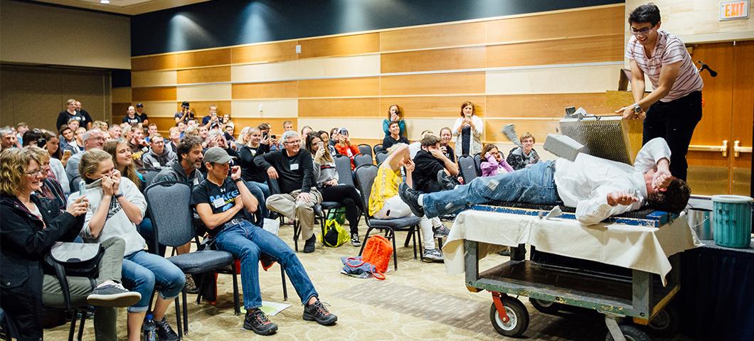 Students attend a sample class at MSU friday