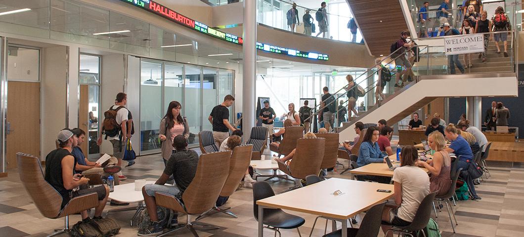 Students gather in the Jabs Hall commons.