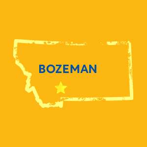 Map of Montana with Bozeman highlighted