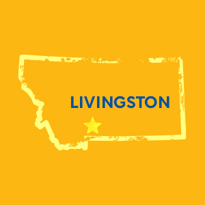 Map of Montana with Livingston highlighted