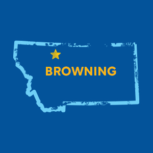 Map of Montana highlighting Browning