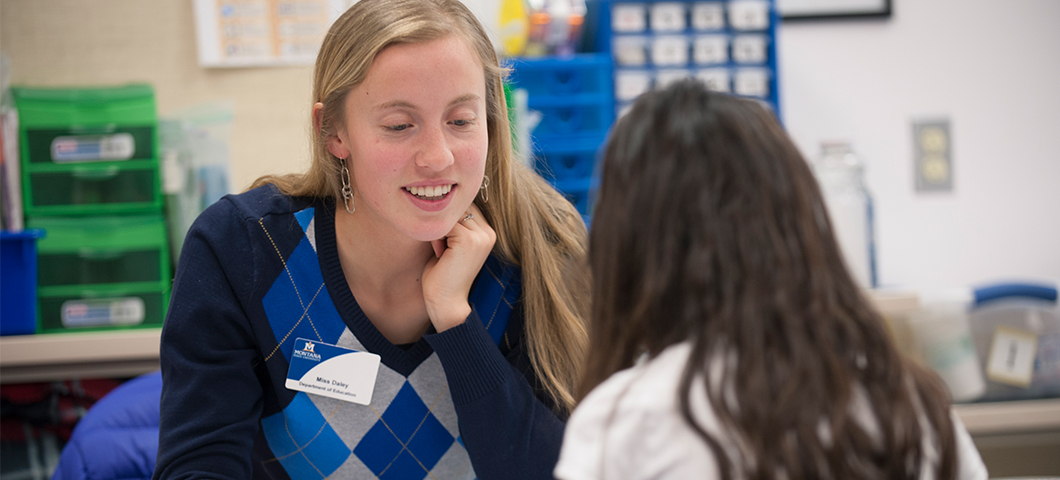 A student teacher and student.